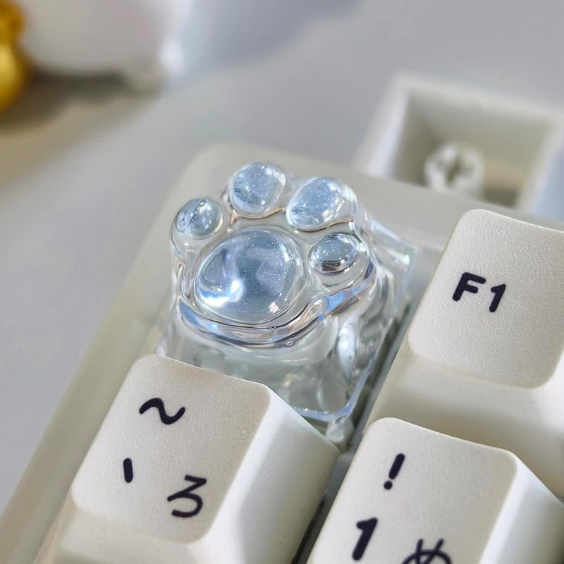 Elacgap Cat Claw Keycap Cute Drip Glue Backlight Keycaps DIY ESC Arrow Key Keycap Replacement for Cherry MX Gaming Mechanical Keyboard (Blue Transparent) - Image 2